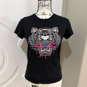 Kenzo Black Tee with Vibrant Tiger Design